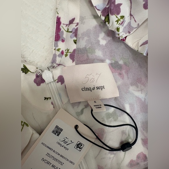 Cinq à Sept Brenton Puff-Sleeve Mid-Summer Bloom Dress Size 4 NWT - Picture 15 of 16